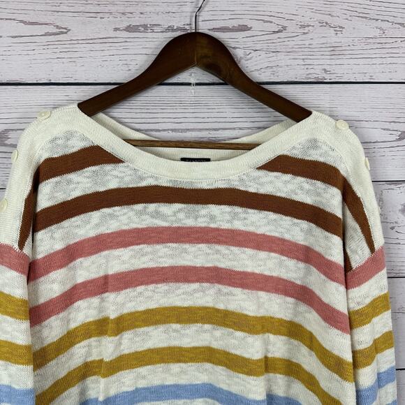 Talbots Sweater Womens 2X Striped Multicolor Knit Pull Over Light Weight Rainbow - Picture 4 of 13